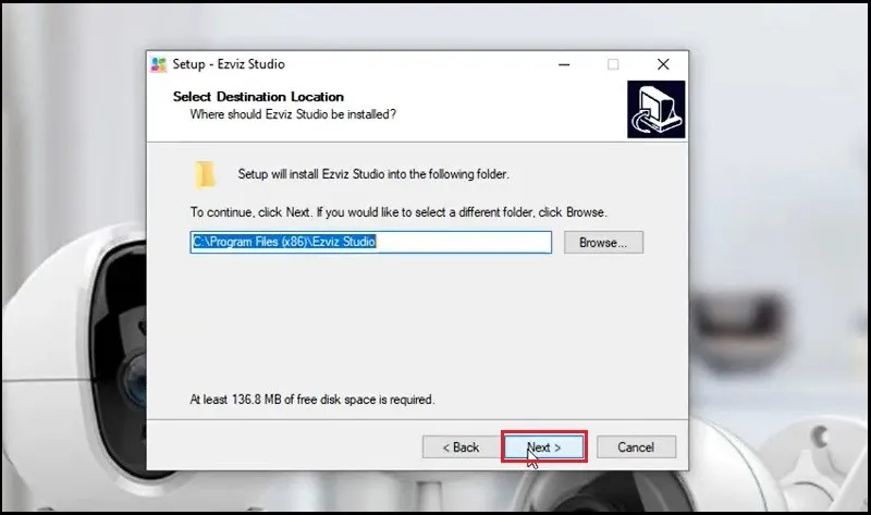 Chọn nợi lưu file và nhấn Next