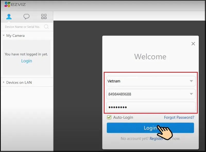 Đăng nhập tài khoản EZVIZ trên máy tính