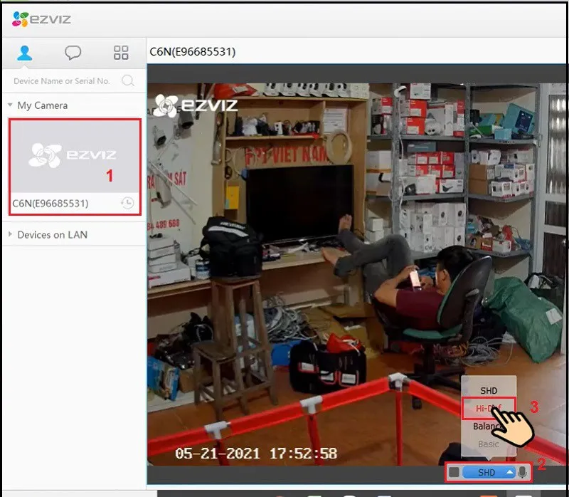 Tùy chỉnh độ phân giải khi xem camera