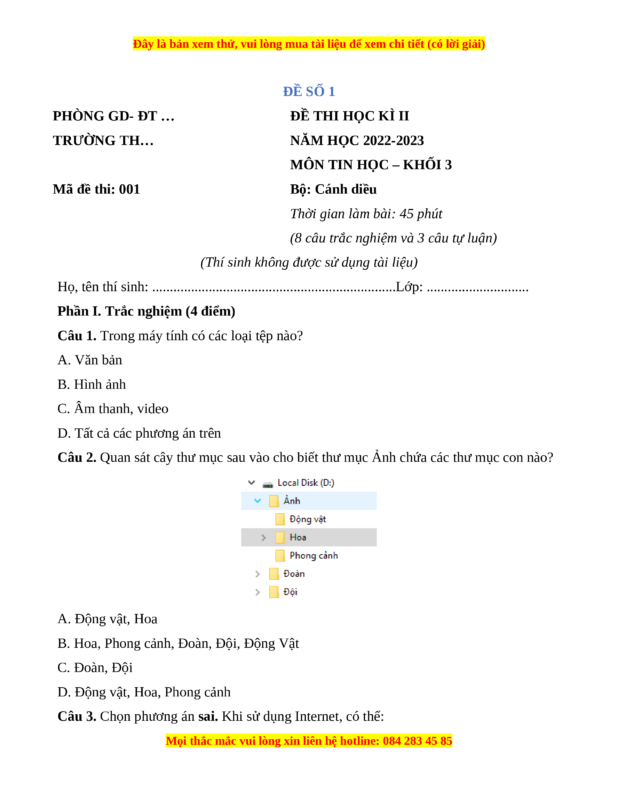 đề thi tin học lớp 3 học kỳ 2 và Hướng Dẫn Ôn Tập Chi Tiết