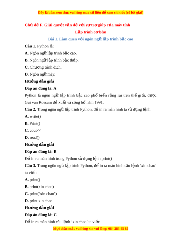 Trắc Nghiệm Tin Học Căn Bản Và Đáp Án Chi Tiết