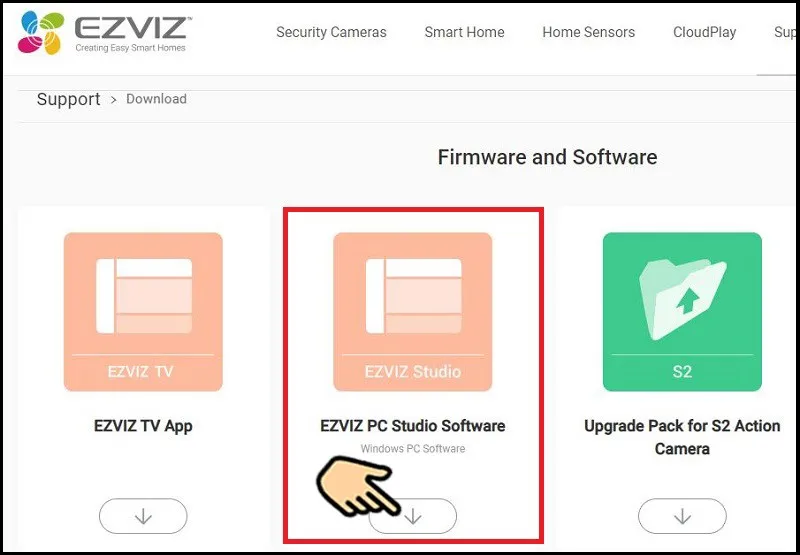 Chọn EZVIZ PC Studio Software để tải về