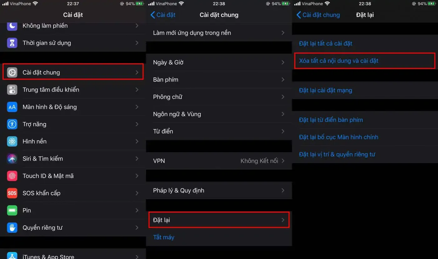 Khôi phục cài đặt gốc iPhone