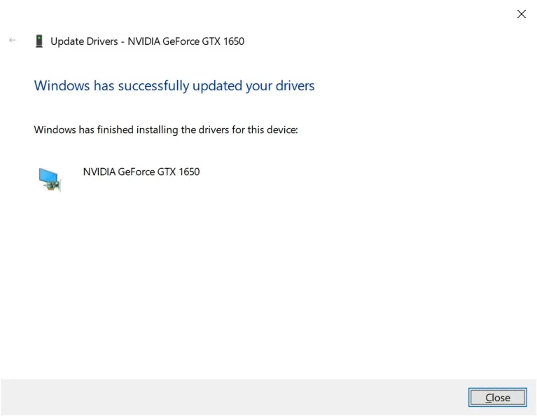 Hoàn tất quy trình cập nhật driver đồ họa trên Windows