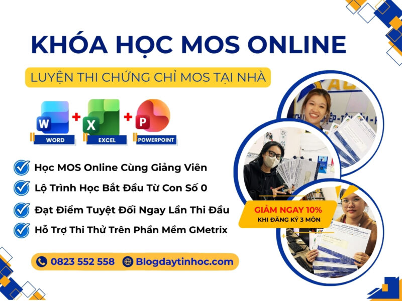 Khóa Học Tin Học Văn Phòng Online Luyện Thi Chứng Chỉ MOS Chuyên Nghiệp