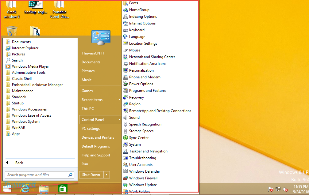 Tùy chỉnh menu Start trên Windows 8 - Tải phần mềm Classic Shell 8