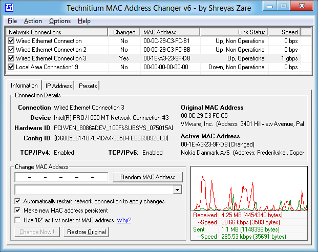 Phần mềm đổi địa chỉ MAC windows - Technitium MAC Address Changer