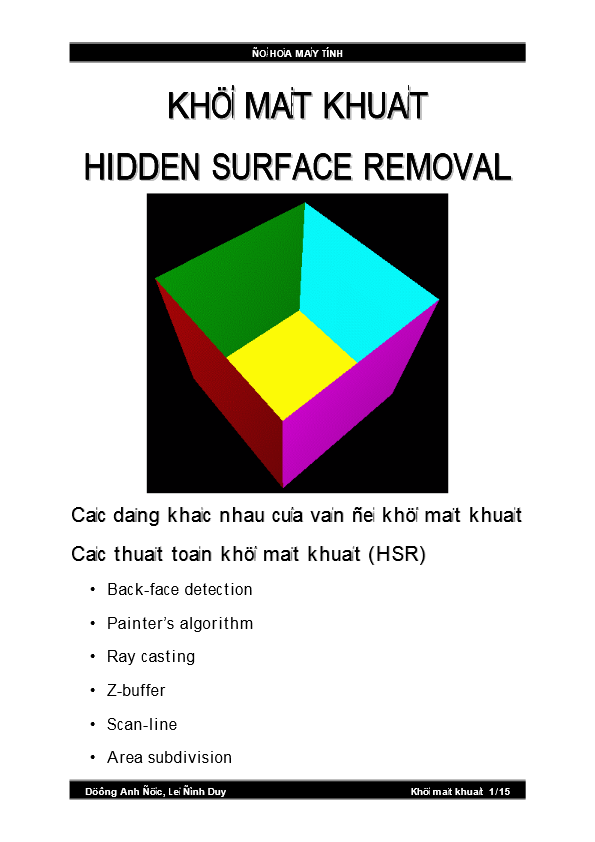 Khử mặt khuất - Hidden surface removal