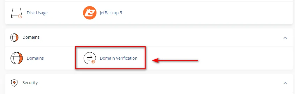 Giao diện Domains Verification trên Email Pro