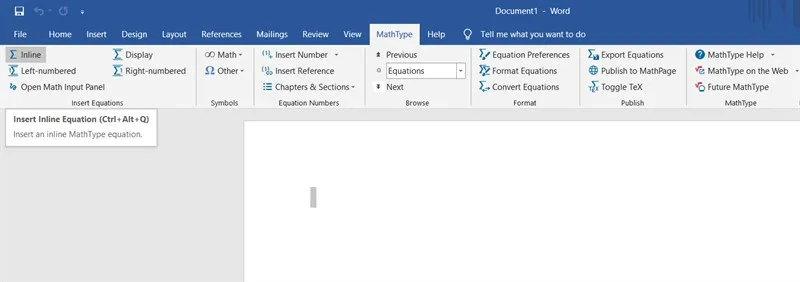 MathType đã xuất hiện trong Word