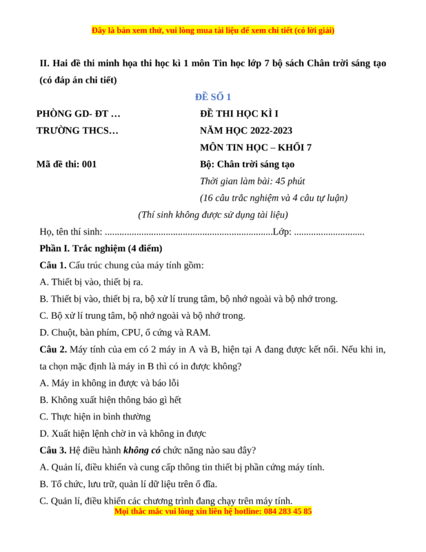 Đề Cương Tin Học Lớp 7: Hướng Dẫn Ôn Tập Học Kì 1 Hiệu Quả