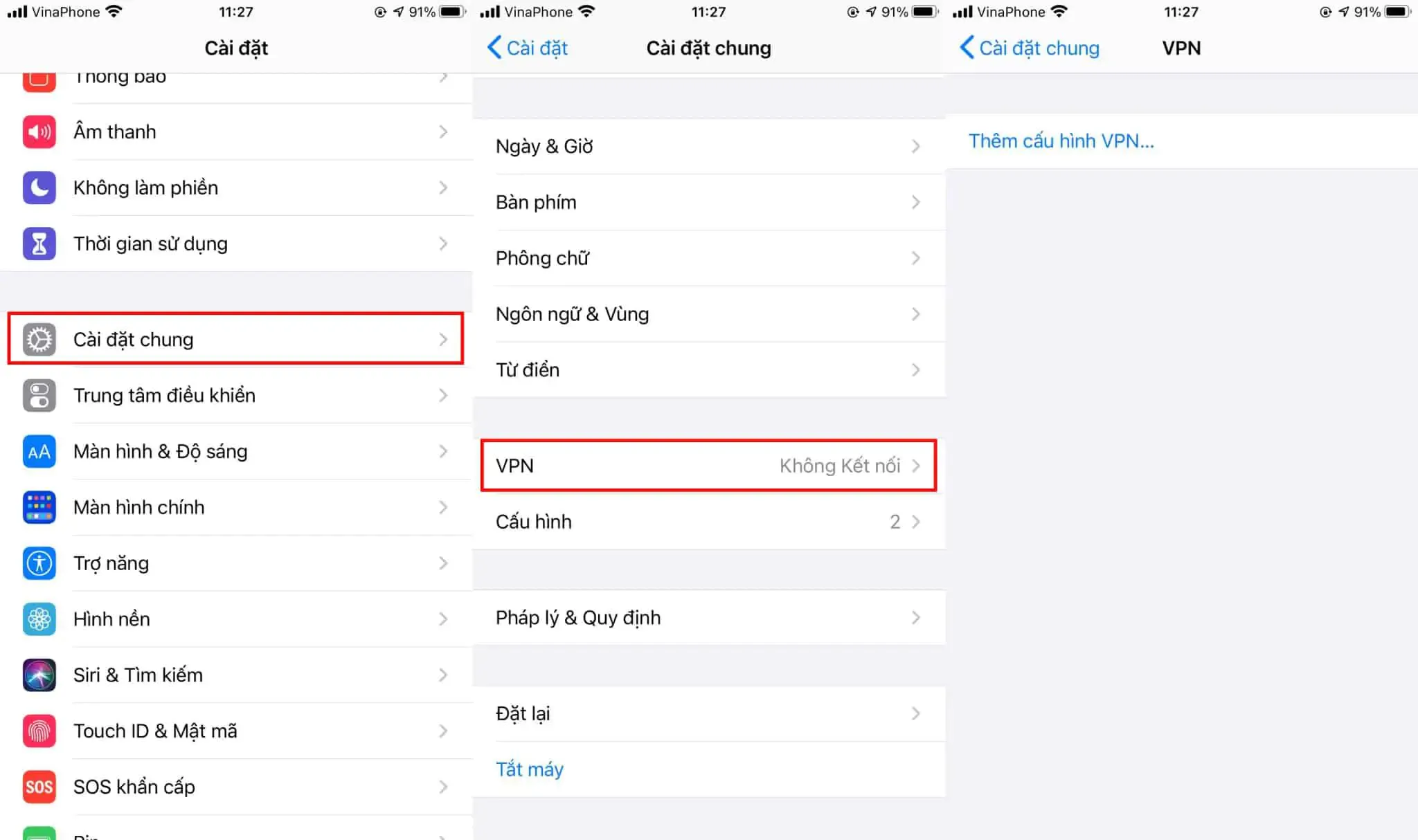 Tắt VPN trên iPhone