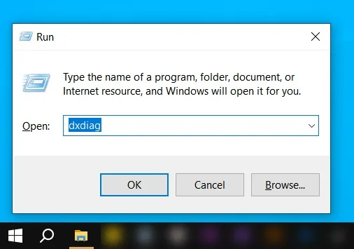 Sử dụng lệnh dxdiag để xem thông số card màn hình