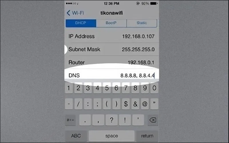 Giao diện cấu hình DNS trên các dòng iPhone đời cũ.