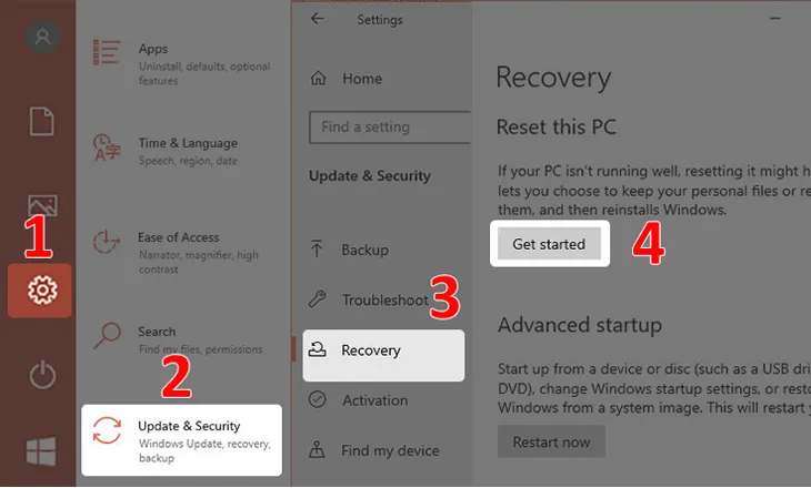 Reset lại máy tính