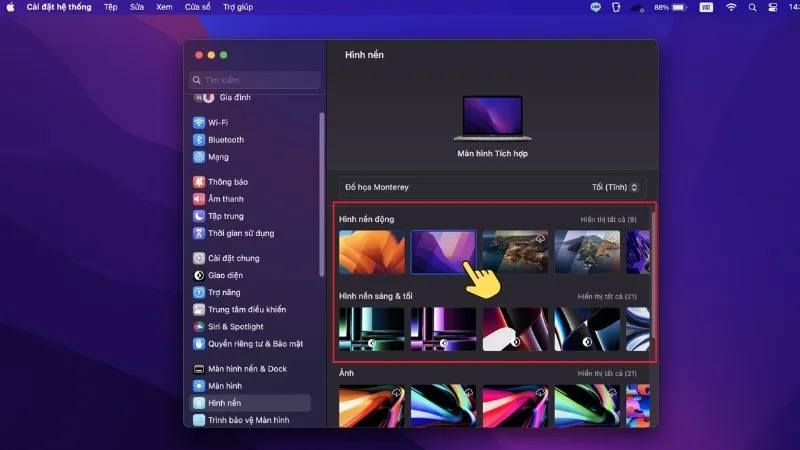 Nhấn chọn hình ảnh mặc định mà bạn muốn đổi