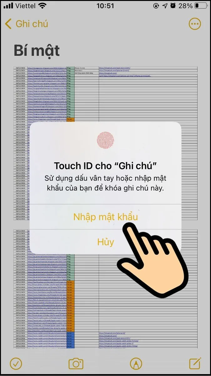 Nhập mẫu khẩu hoặc xác nhận bằng dấu vân tay là bạn đã hoàn thành xong các bước cài mật khẩu cho ảnh