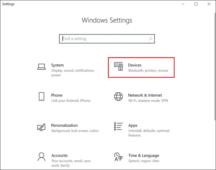 Giao diện quản lý máy in trong Settings Windows 10
