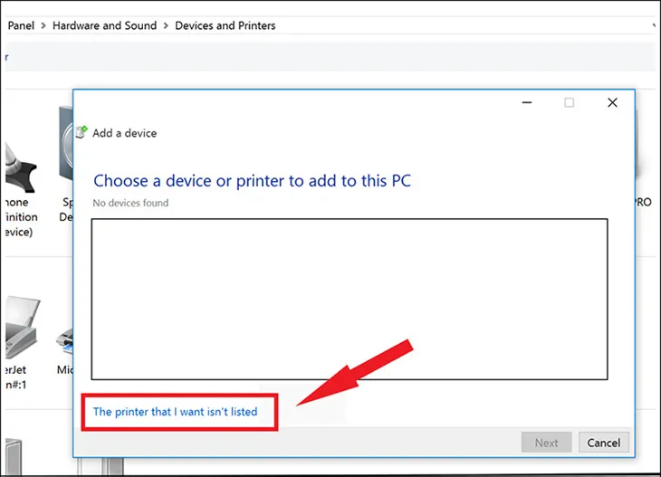 Xử lý sự cố Add Printer khi không tìm thấy thiết bị