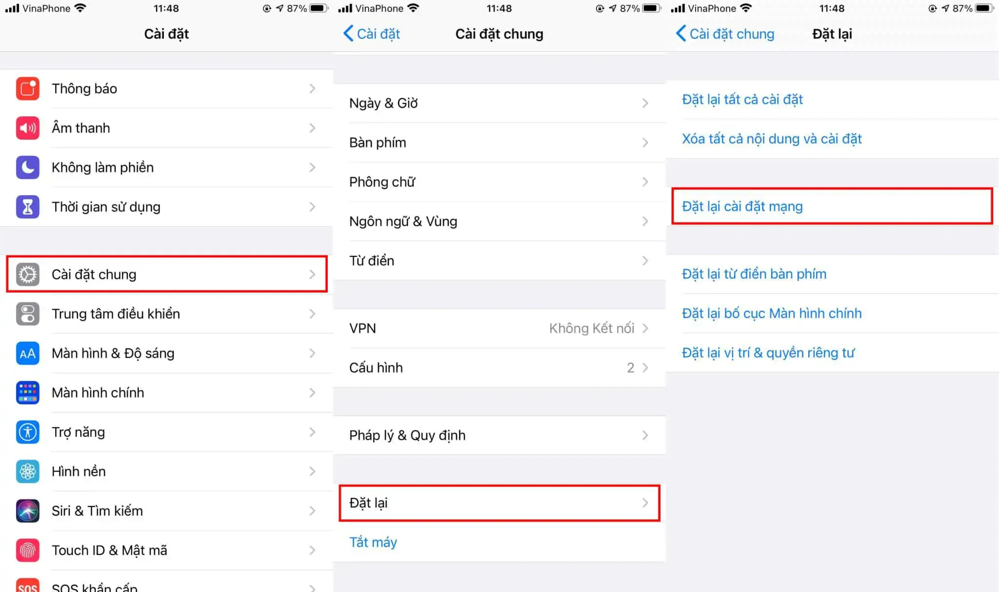Đặt lại cài đặt mạng trên iPhone