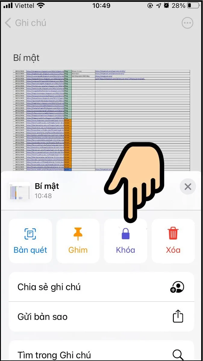 Tiếp tục chọn Khóa