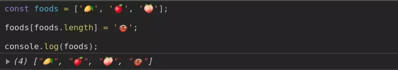 Dùng thuộc tính length để thêm phần tử