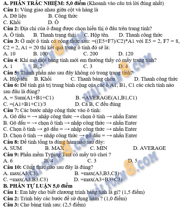 Đề Cương Tin Học Lớp 7: Hướng Dẫn Ôn Tập Học Kì 1 Hiệu Quả