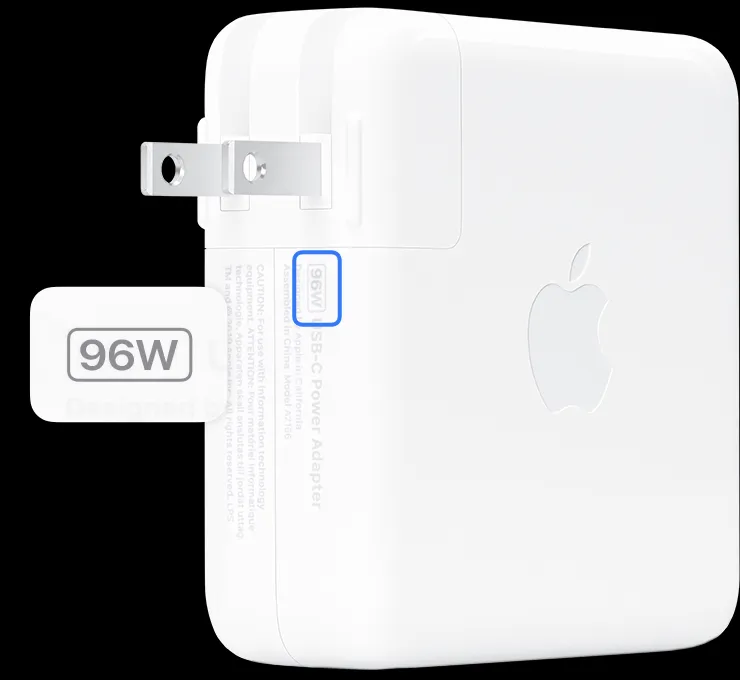 Sơ đồ vị trí in thông số công suất trên adapter