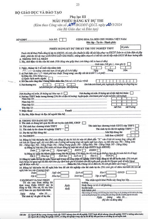 Hướng Dẫn Điền Phiếu Kê Khai Thông Tin Học Sinh Lớp 5 Chính Xác