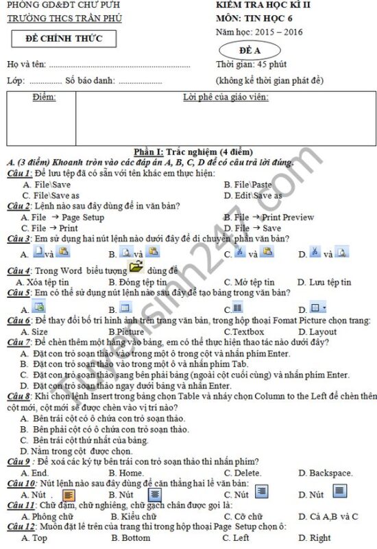 Đề Thi Môn Tin Học Lớp 6: Hướng Dẫn Chi Tiết Các Dạng Bài Tập Thường Gặp