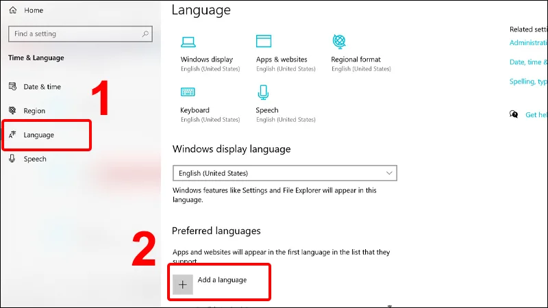 Add a language trong Language settings