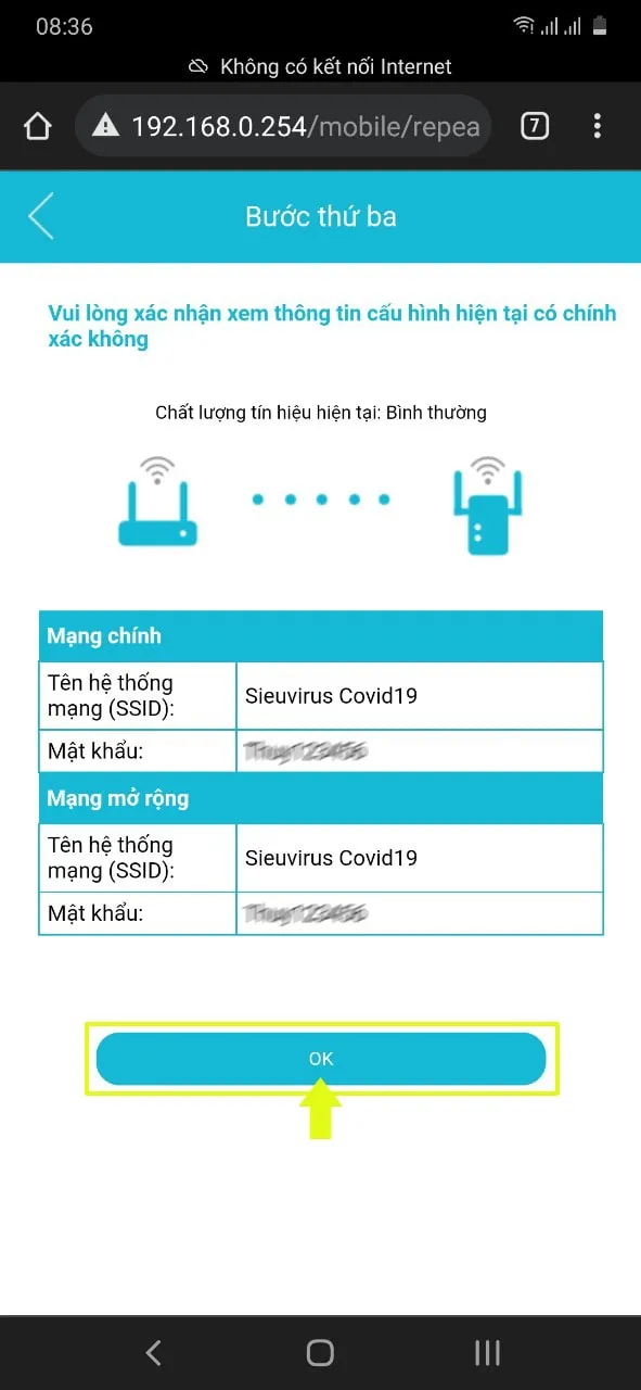 Xác nhận thông tin cài đặt