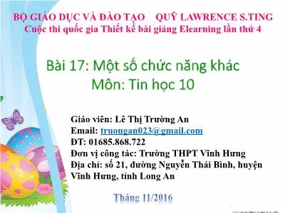 Bài giảng Tin học Lớp 10 Bài 17 với các chức năng định dạng và in ấn