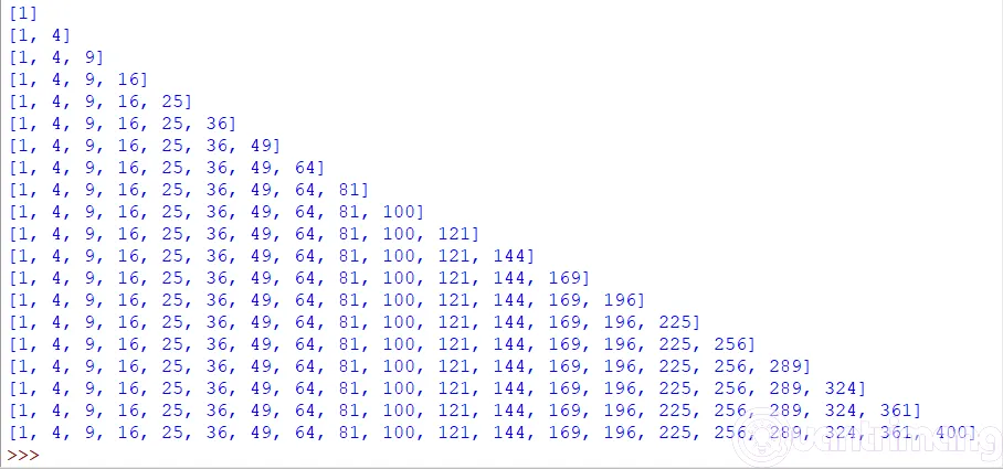Kết quả bài tập Python 36 khi thay đổi thụt đầu dòng