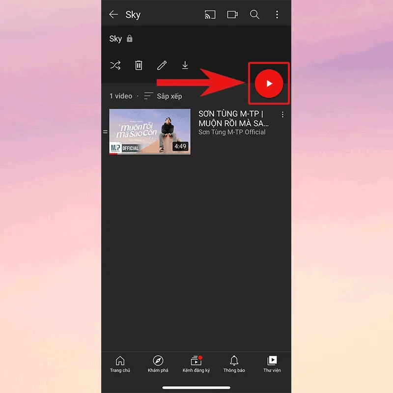 Bật biểu tượng vòng lặp trên ứng dụng di động để video tự động phát lại