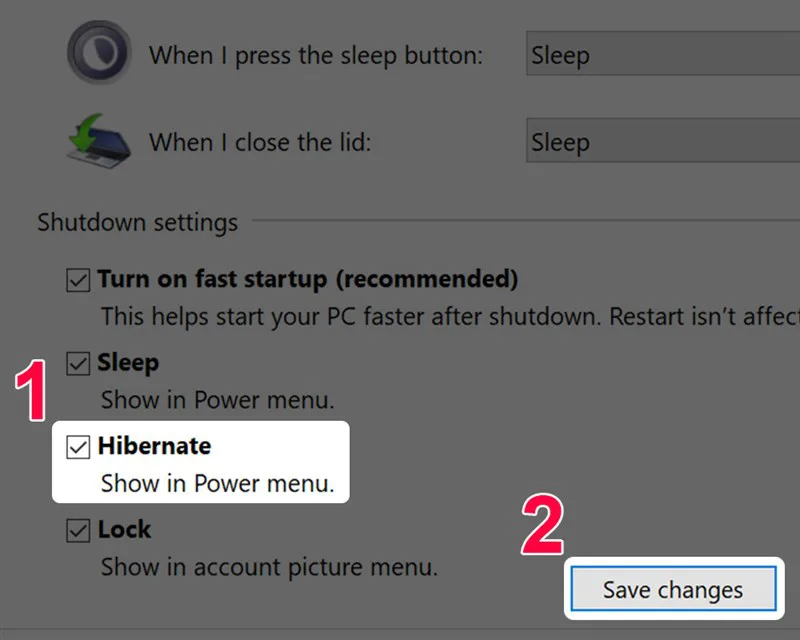 Bật Hibernate trên Windows