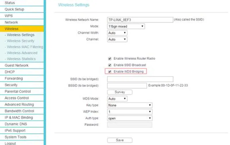 Kích hoạt tính năng WDS