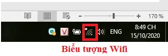 Biểu tượng wifi trên thanh taskbar của laptop Acer