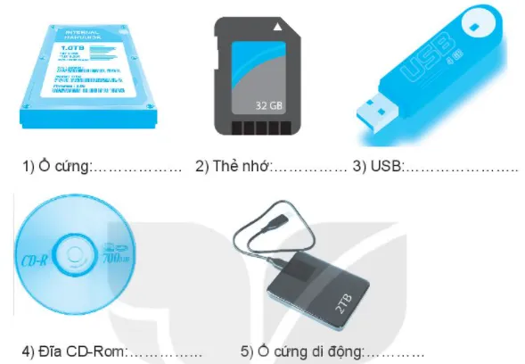 Các thiết bị lưu trữ thông dụng trong chương trình tin học lớp 6