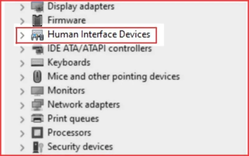 Tại cửa sổ Device Manager, click vào Human Interface Devices