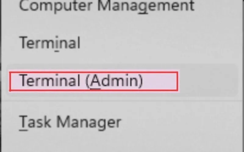 Nhấn tổ hợp phím Windows + X mở Windows Terminal Admin