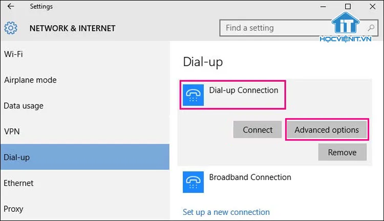 Bạn chọn vào mạng và nhấn Advanced options