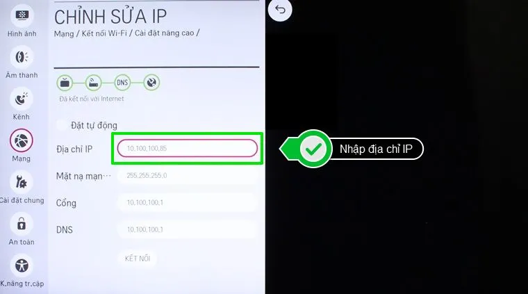 Nhập địa chỉ IP