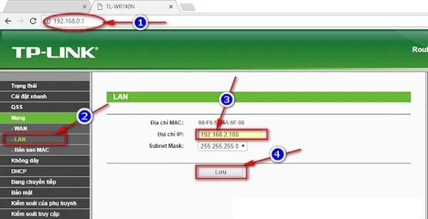 Thao tác thay đổi địa chỉ IP LAN để tránh xung đột
