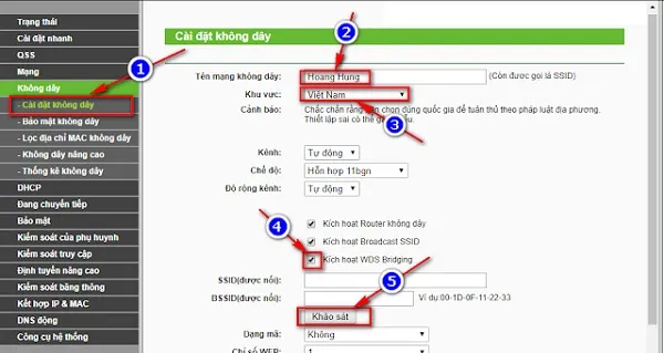 Kích hoạt tính năng WDS Bridging trên giao diện TP-Link
