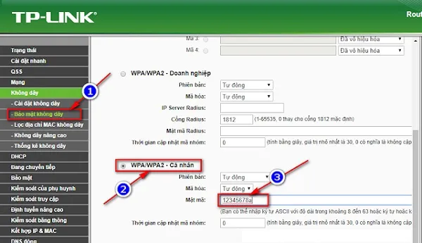 Cài đặt bảo mật không dây cho mạng wifi mới