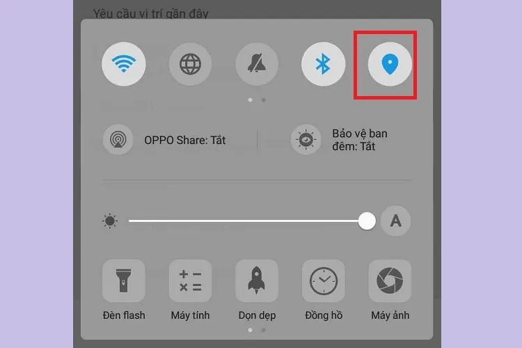 Bật GPS từ thanh thông báo nhanh