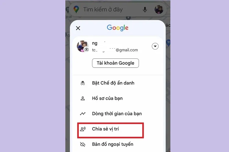 Chia sẻ vị trí qua Google Maps