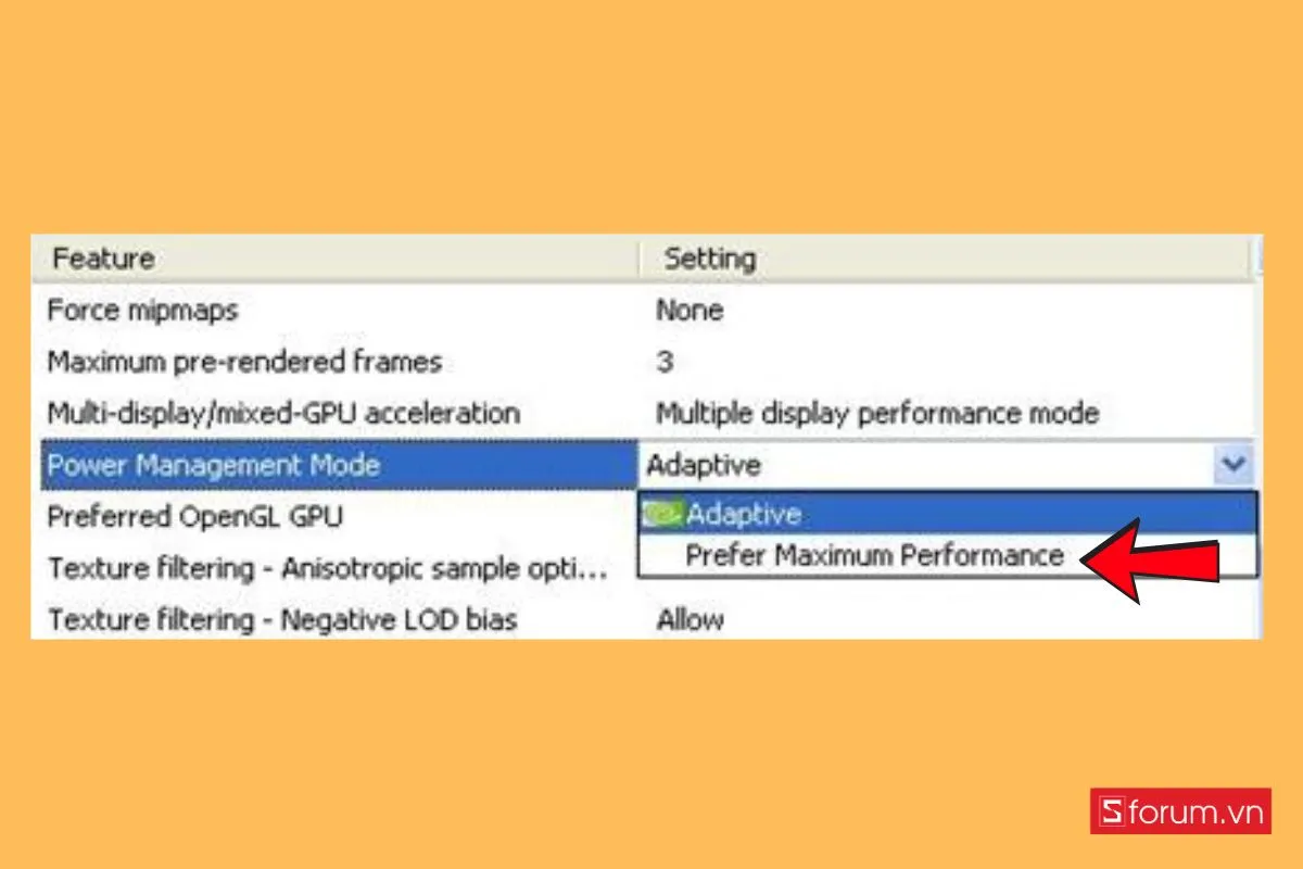 Cách chỉnh card màn hình chạy hết công suất đối với control panel - bước 3