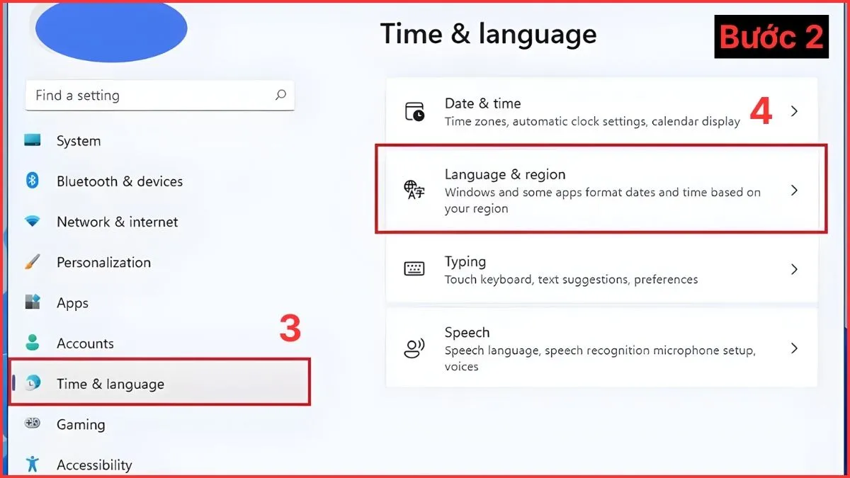 Mở Date & time settings